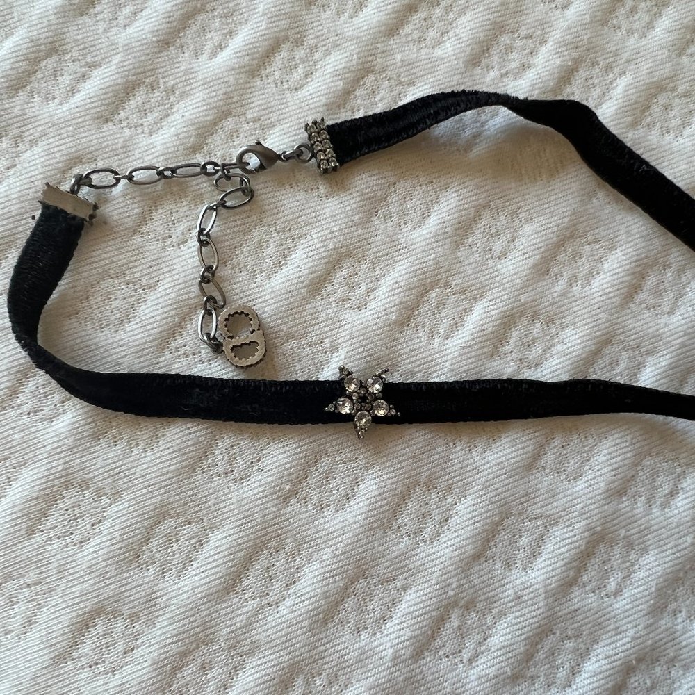 Christian Dior Choker Velor/Rhinestone Black Ladies